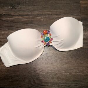 Victoria's Secret White Strapless Accessory with Multicolored Gemstones